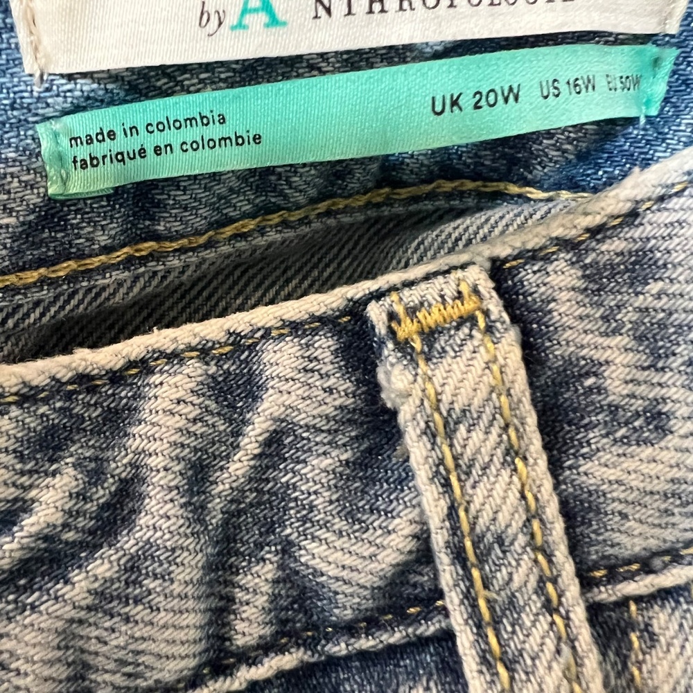 Anthropologie Pilcro Wide Leg Distressed Jeans with Sashiko Patches 16W Plus - Picture 5 of 16